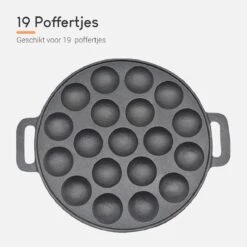 Ocina Poffertjespan – Combo Pack – 19 Poffertjes – Poffertjesmaker – Poffertjespan Inductie – Poffertjespan Electrisch – Gietijzeren Pan - Inclusief Doseerfles, Handvaten, 6x Poffertjesvorken En Invetkwast – Gratis Receptenboek -Meubelwinkel 1200x1200 484