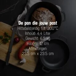 Daumonet Ducasse Gietijzeren Double Use Braadpan - Combi Sudderpan Zwart - 2-in-1 Bak- En Braadpan - PFAS & PFOA Vrij - Rond - Ø 26 Cm - 4,4 Liter - Emaille - Alle Warmtebronnen - Elektrisch - Gas - Halogeen - Inductie - Keramisch -Meubelwinkel 1200x1200 589