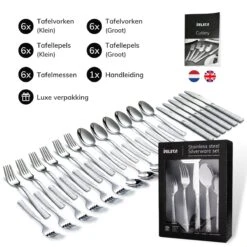 Deleca 6 Persoons Bestekset Deluxe (30-delig) - Vorken, Lepels En Messen - Vaatwasserbestendig - Gehamerd - Zilver / RVS 18 Deleca 6 Persoons Bestekset Deluxe (30-delig) - Vorken, Lepels En Messen - Vaatwasserbestendig - Gehamerd - Zilver / RVS -Meubelwinkel 1200x1200 674