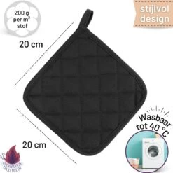 Merkloos Tavas Dream Hittebestendige Pannenlappen | 2 Stuks | Katoen, Thermolite | Tot 220°C | Zwart -Meubelwinkel 1200x1200 700