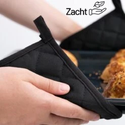 Merkloos Tavas Dream Hittebestendige Pannenlappen | 2 Stuks | Katoen, Thermolite | Tot 220°C | Zwart -Meubelwinkel 1200x1200 702