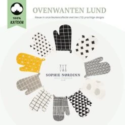 Ovenwanten Van Sophie Nordinn® - Ovenhandschoenen Lund (Artistiek Zwart) - Ovenwanten 2 Stuks - Katoen -Meubelwinkel 1200x1200 712