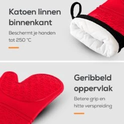KitchenLove Ovenwanten - 2 Stuks Ovenhandschoenen - Hittebestendig Tot 250 °C - Siliconen - Rood 16 KitchenLove Ovenwanten - 2 Stuks Ovenhandschoenen - Hittebestendig Tot 250 °C - Siliconen - Rood -Meubelwinkel 1200x1200 724