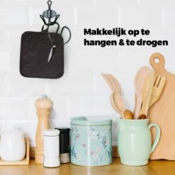 Roegaarden Pannenlappen - Pannenlap - 2 Stuks - Met Insteekvakken - Zwart -Meubelwinkel 1200x1200 740