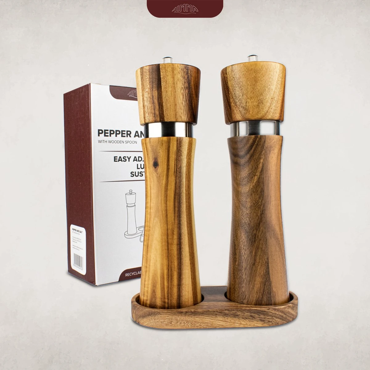 Nimma® Peper En Zoutmolen Set - Incl Navul Lepel - Verstelbare Maalgraad - Acacia Hout 11 Nimma® Peper En Zoutmolen Set - Incl Navul Lepel - Verstelbare Maalgraad - Acacia Hout - Afbeelding 9