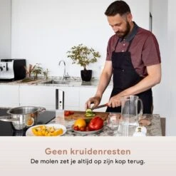 DODANA Premium Peper - & Zoutmolen Elektrisch - 1 Stuk - Pepermolen - Zoutmolen - Oplaadbaar - USB - Elektrische Pepermolen - RVS - Zwaartekracht Functie - LED Lamp - Nl Handleiding - Incl Borsteltje -Meubelwinkel 1200x1200 756