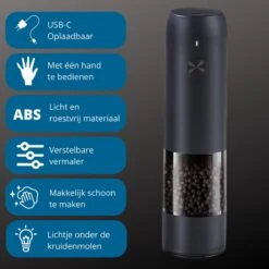 GOV Elektrische Peper- En Zoutmolen Zwart XL Set Oplaadbaar - Pepermolen - Peper En Zoutstel -Meubelwinkel 1200x1200 777