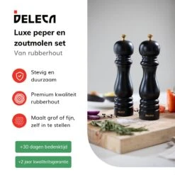 Deleca Luxe Peper En Zoutmolen Set - Met Geschenkdoos - Zout / Pepermolen - Rubberhout - Zwart & Goud 17 Deleca Luxe Peper En Zoutmolen Set - Met Geschenkdoos - Zout / Pepermolen - Rubberhout - Zwart & Goud -Meubelwinkel 1200x1200 811