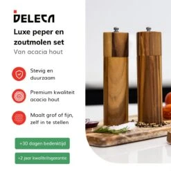 Deleca Luxe Peper En Zoutmolen Set - Zout / Pepermolen - Handmatig - Met Navul Lepel & Geschenkdoos - Acacia Hout - Rond 16 Deleca Luxe Peper En Zoutmolen Set - Zout / Pepermolen - Handmatig - Met Navul Lepel & Geschenkdoos - Acacia Hout - Rond -Meubelwinkel 1200x1200 819
