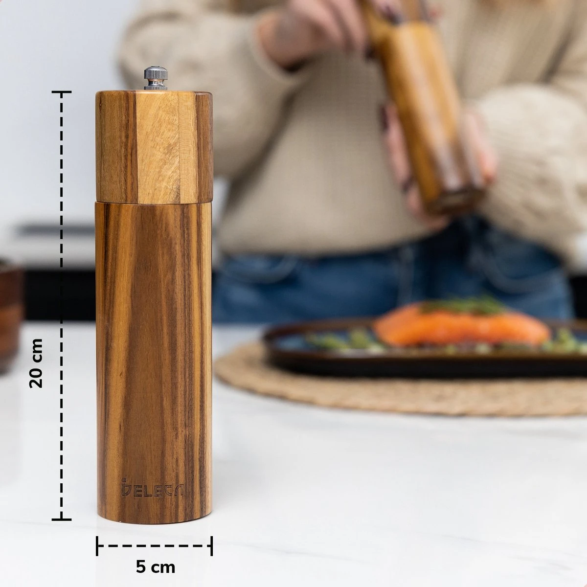 Deleca Luxe Peper En Zoutmolen Set - Zout / Pepermolen - Handmatig - Met Navul Lepel & Geschenkdoos - Acacia Hout - Rond 12 Deleca Luxe Peper En Zoutmolen Set - Zout / Pepermolen - Handmatig - Met Navul Lepel & Geschenkdoos - Acacia Hout - Rond - Afbeelding 10