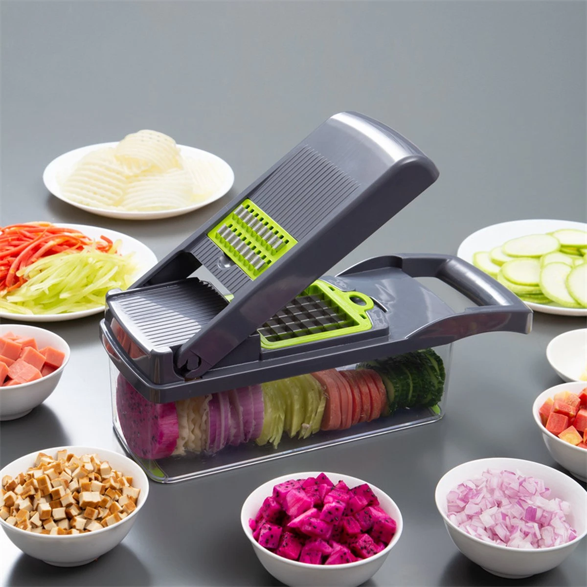 Merkloos Mandoline – Multifunctionele Groentesnijder – Nicer Dicer 4 Merkloos Mandoline – Multifunctionele Groentesnijder – Nicer Dicer - Afbeelding 2