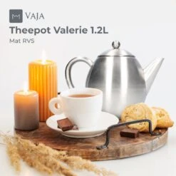 Vaja Valerie - Theepot Met Filter - Dubbelwandig - RVS - 1.2L -Meubelwinkel 1200x1200 928