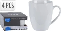 Excellent Houseware Set Van 4x Stuks Bekers/mokken Wit 380 Ml Van Porselein - Melkbekers -Meubelwinkel 1200x612 2