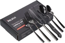 Deleca 6 Persoons Bestekset (36-delig) - Lepels, Messen, Vorken & Steakmessen - Vaatwasserbestendig - Zwart / RVS -Meubelwinkel 1200x796 14