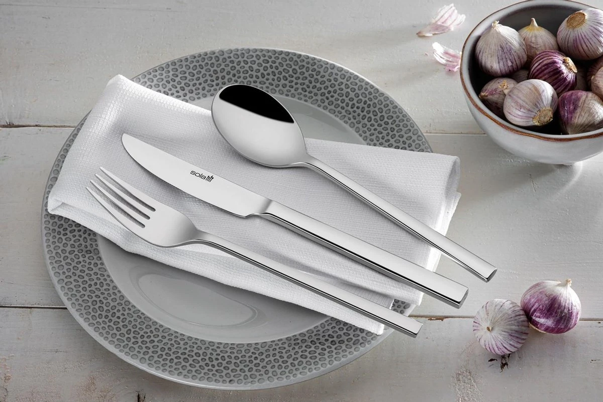 Sola Bestekset Montreux - Modern - 12 Persoons - 100 Delig - Zilverwit Edelstaal 18/10 - RVS - Zilver 5 Sola Bestekset Montreux - Modern - 12 Persoons - 100 Delig - Zilverwit Edelstaal 18/10 - RVS - Zilver - Afbeelding 3