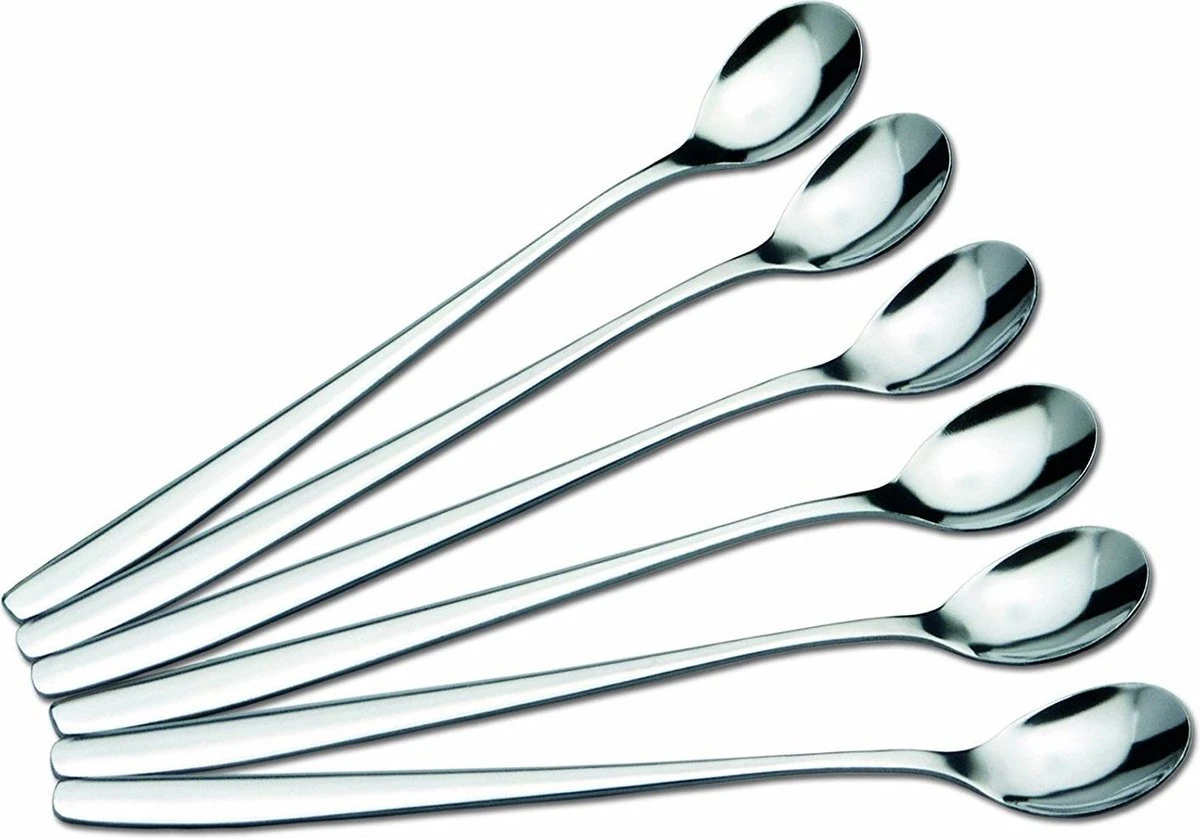 Dessertlepels - Cocktaillepels - IJslepels - Latte Macchiato Lepels - Yoghurtlepels - Set Van 6 Stuks -RVS (18/0) -19 Cm 3 Dessertlepels - Cocktaillepels - IJslepels - Latte Macchiato Lepels - Yoghurtlepels - Set Van 6 Stuks -RVS (18/0) -19 Cm
