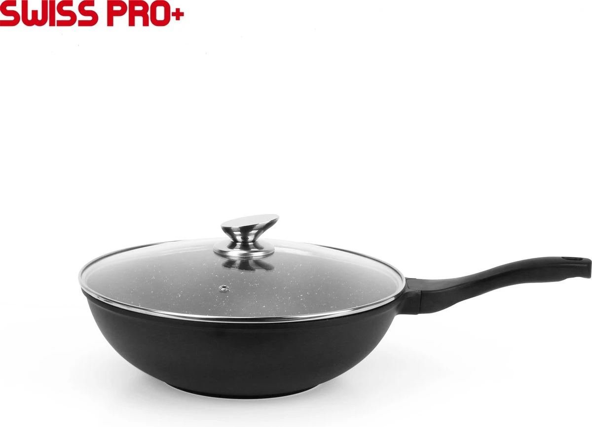 Swiss Pro+ - Marmeren Wokpan - Ø 32 Cm - Geschikt Voor Alle Warmtebronnen 3 Swiss Pro+ - Marmeren Wokpan - Ø 32 Cm - Geschikt Voor Alle Warmtebronnen