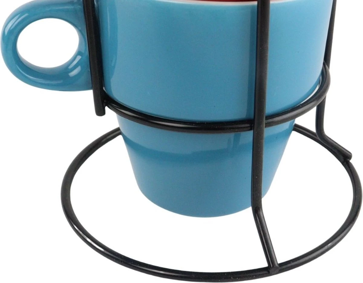 Orange85 Koffiekopjes - Met Houder - Set Van 6 - Gekleurd - 300 Ml - Keramiek 9 Orange85 Koffiekopjes - Met Houder - Set Van 6 - Gekleurd - 300 Ml - Keramiek - Afbeelding 7