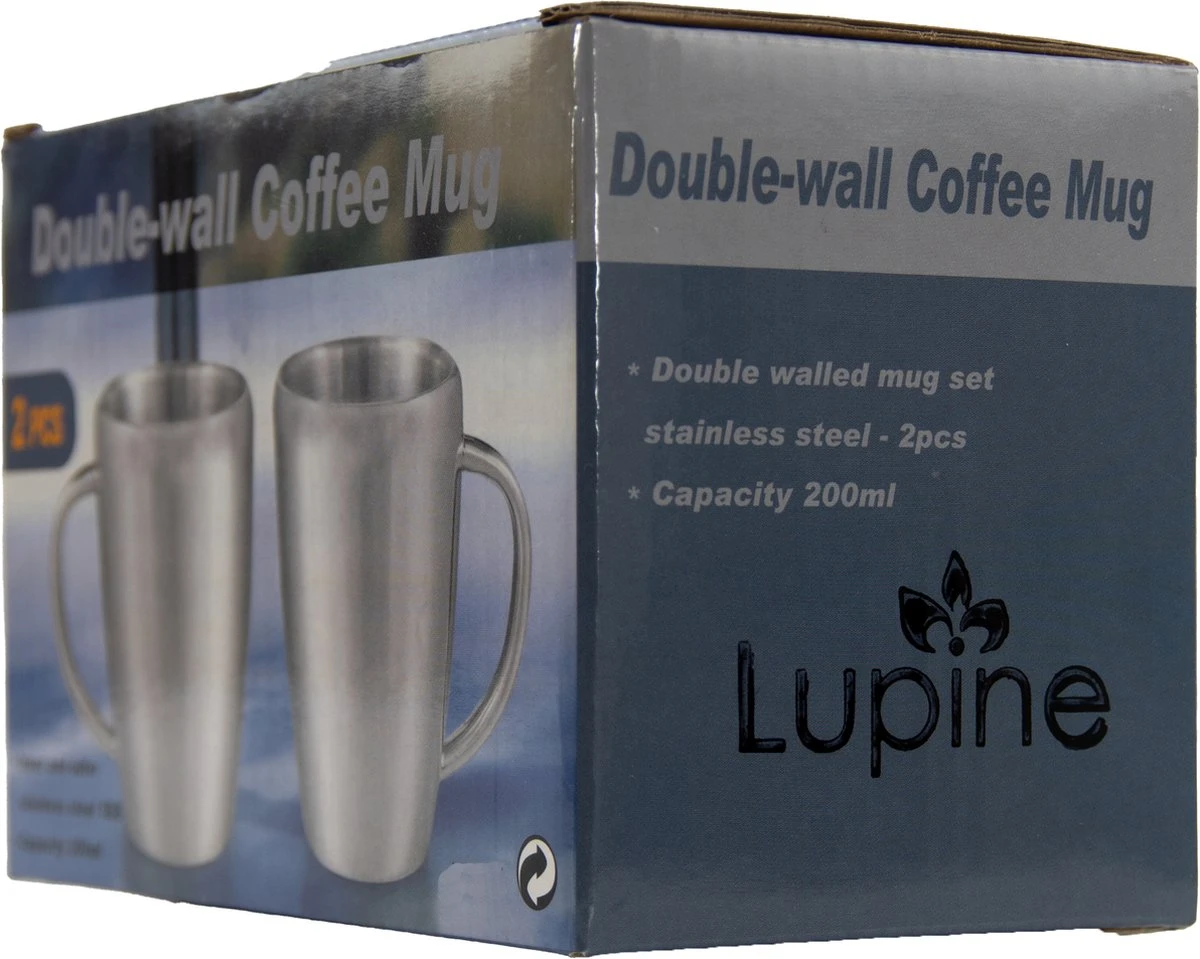 Lupine Beker RVS Dubbelwandig 200ml Lang Warm Set Van 2 Kopjes Mooie Set Bekers Van Roestvrij Staal 8 Lupine Beker RVS Dubbelwandig 200ml Lang Warm Set Van 2 Kopjes Mooie Set Bekers Van Roestvrij Staal - Afbeelding 6