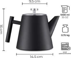 Silberthal - Theepot Met Filter - 1 L - RVS Dubbelwandig - Zwart - Cadeau -Meubelwinkel 1200x986 2