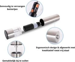 MD-Goods ® Elektrische Peper En Zoutmolen Set - Pepermolen - RVS - Cadeau - Restaurant Kwaliteit -Meubelwinkel 1200x994