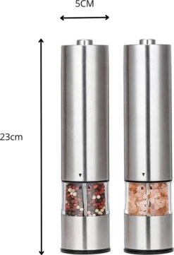 MD-Goods ® Elektrische Peper En Zoutmolen Set - Pepermolen - RVS - Cadeau - Restaurant Kwaliteit -Meubelwinkel 821x1200