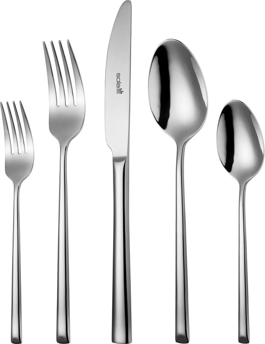 Sola Bestekset Luxor - Modern - 8 Persoons - 70 Delig - Zilverwit Edelstaal 18/10 - RVS - Zilver 3 Sola Bestekset Luxor - Modern - 8 Persoons - 70 Delig - Zilverwit Edelstaal 18/10 - RVS - Zilver
